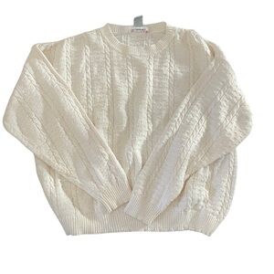100% Cotton. Talbots Ivory Cable Knit Sweater